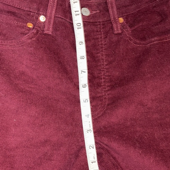 Levi’s Ribcage Flare Corduroy Button Fly Jeans Size 27 Burgundy - Picture 16 of 16